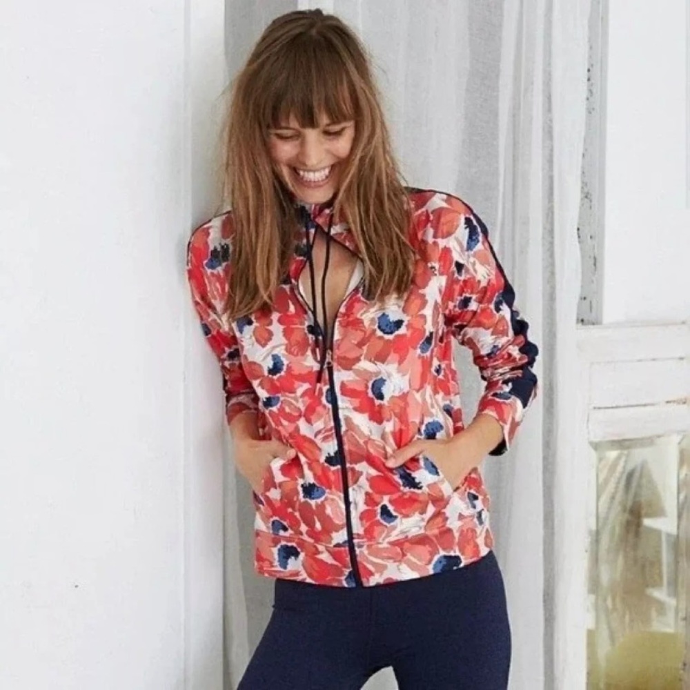 Aerie Womens Size Large Multicolor Floral Long Sleeve Zip Up Track Jacket Sports